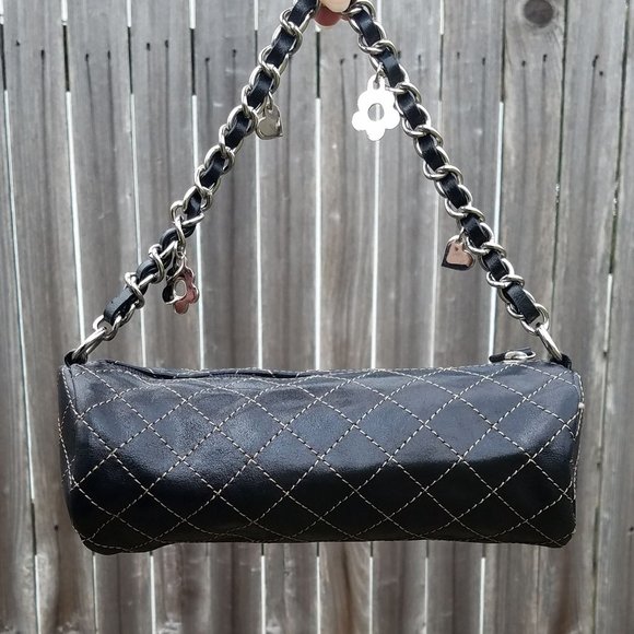 Aurielle Mini Y2K 90s Black Stitch Charms Bag - Picture 1 of 4